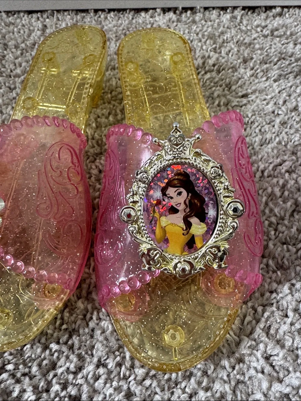 Girls' Pink and Yellow Princess Jelly Dress-up Heels/ Sandals